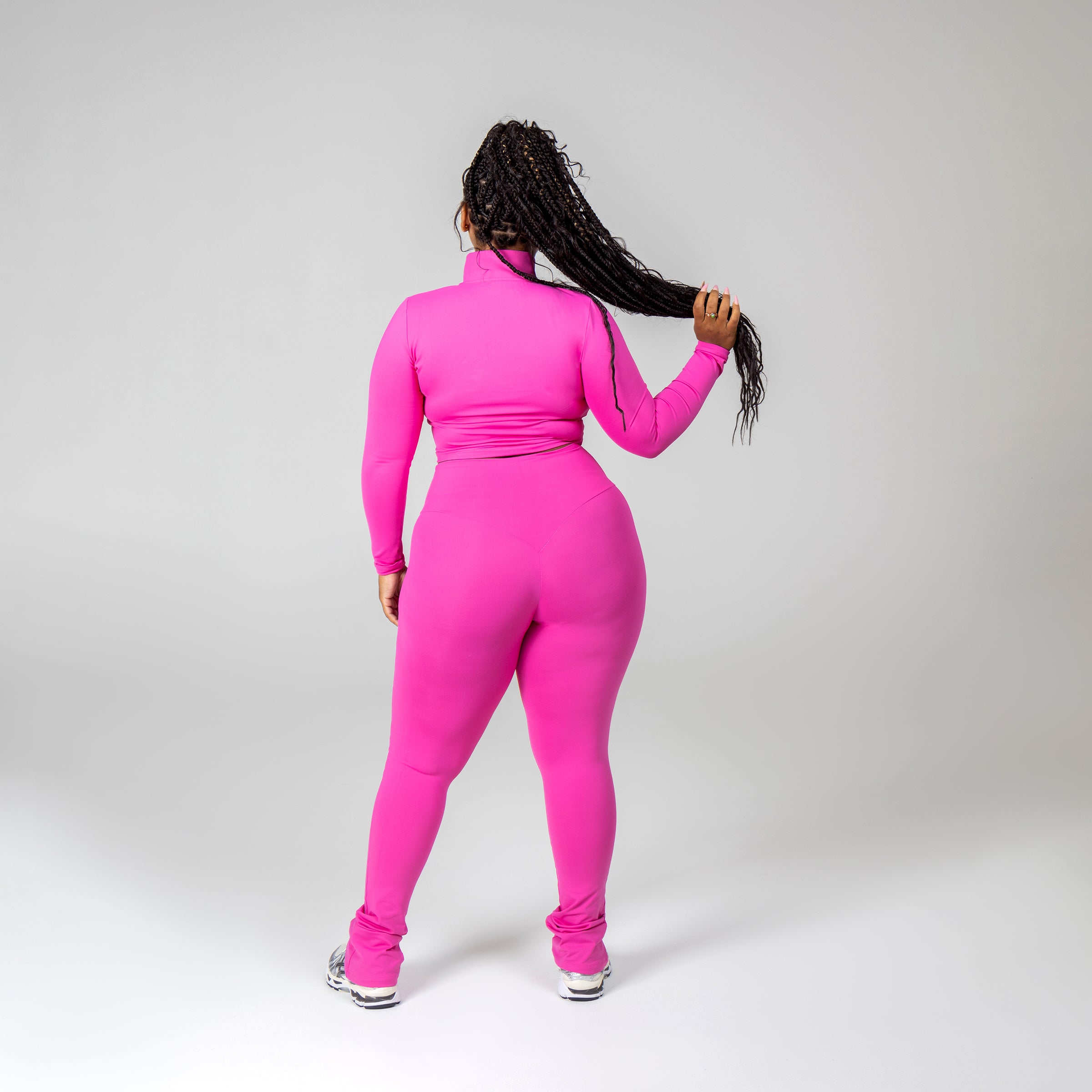 LIFESTYLE CROP ZIP HOT PINK