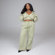 COZY CROP ZIP + FLARE SWEATS BUNDLE PISTACHIO