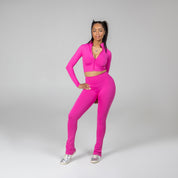 LIFESTYLE CROP ZIP HOT PINK