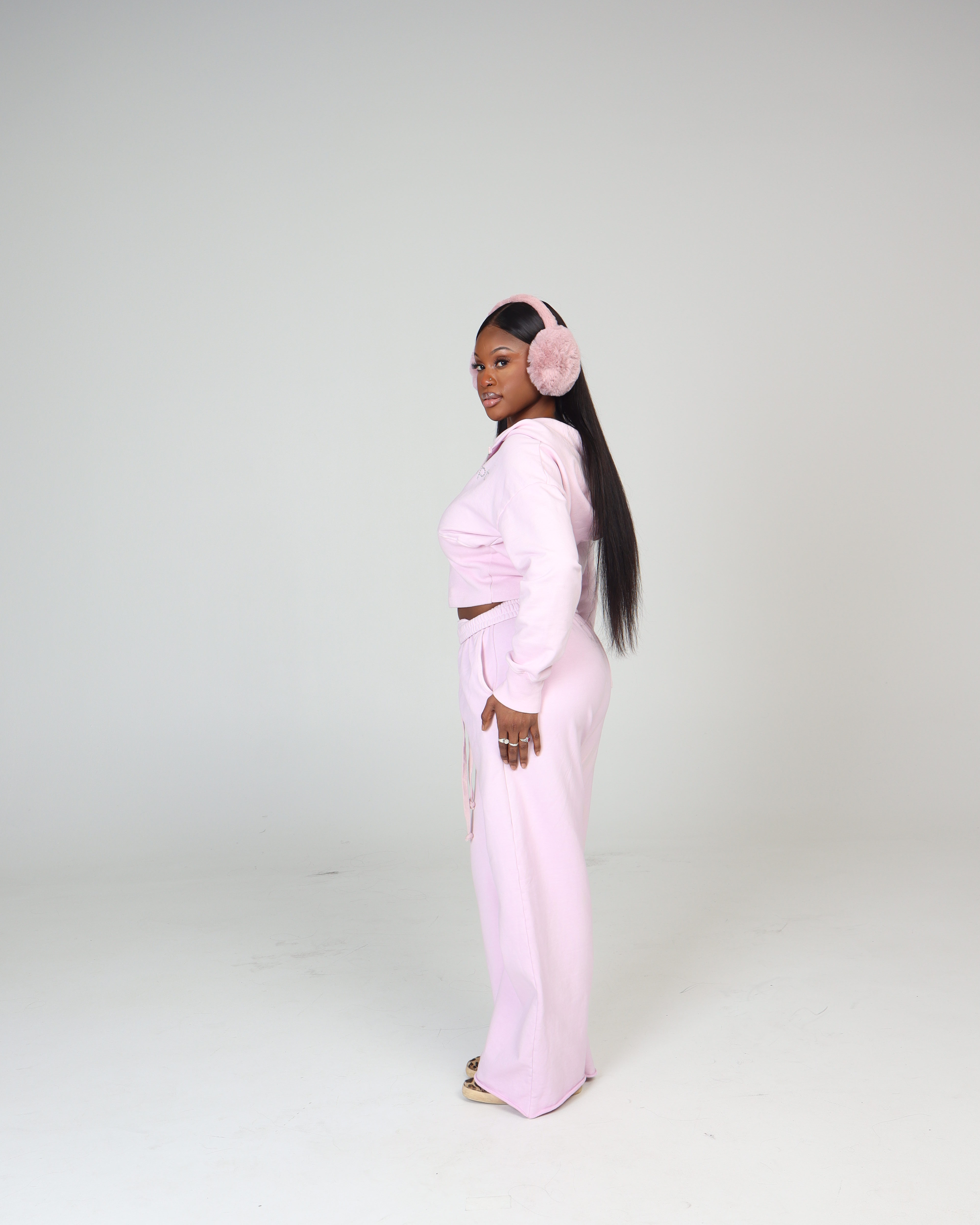 BABY PINK CORSET HOODIE + FLARE SWEATS BUNDLE