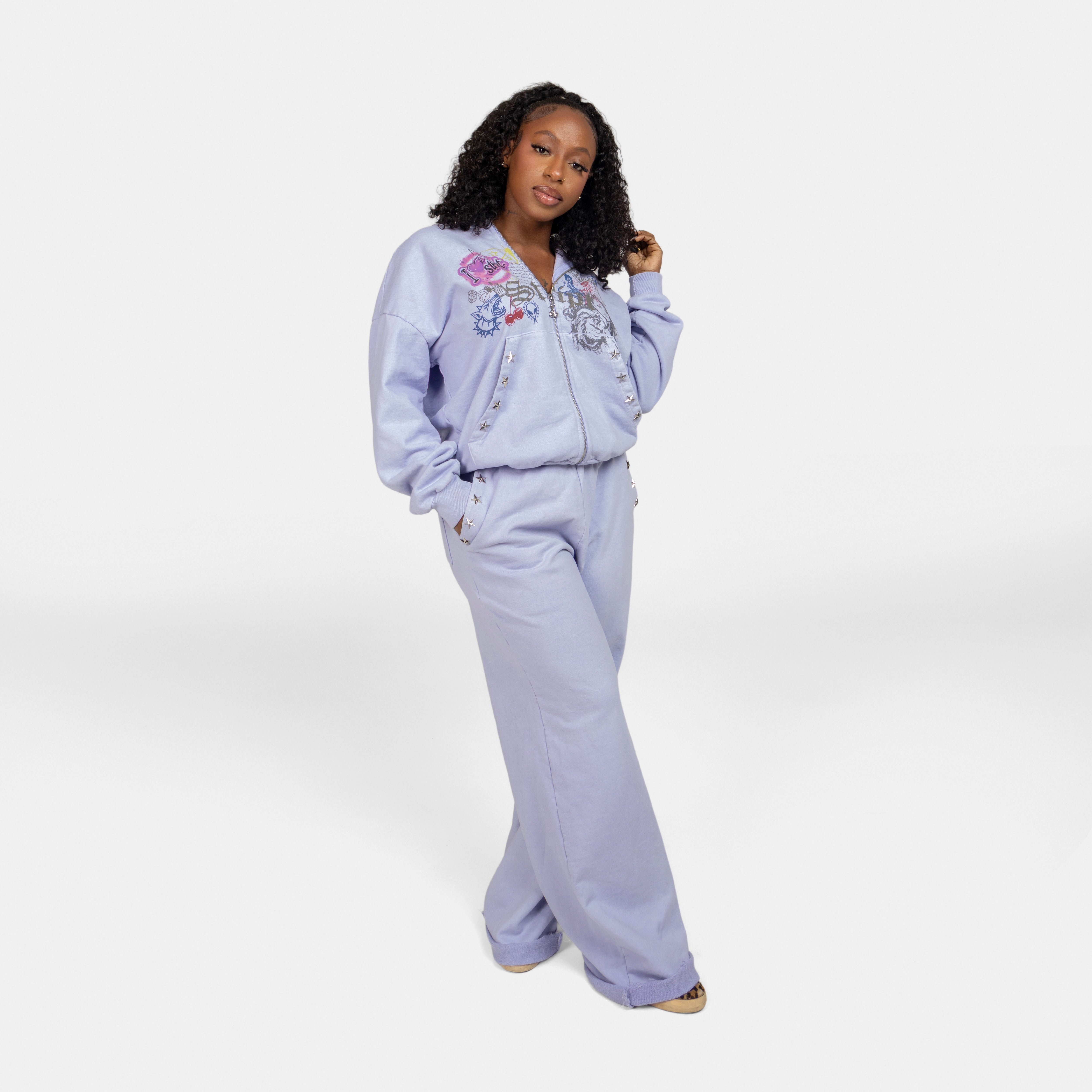 cozy full zip lavender