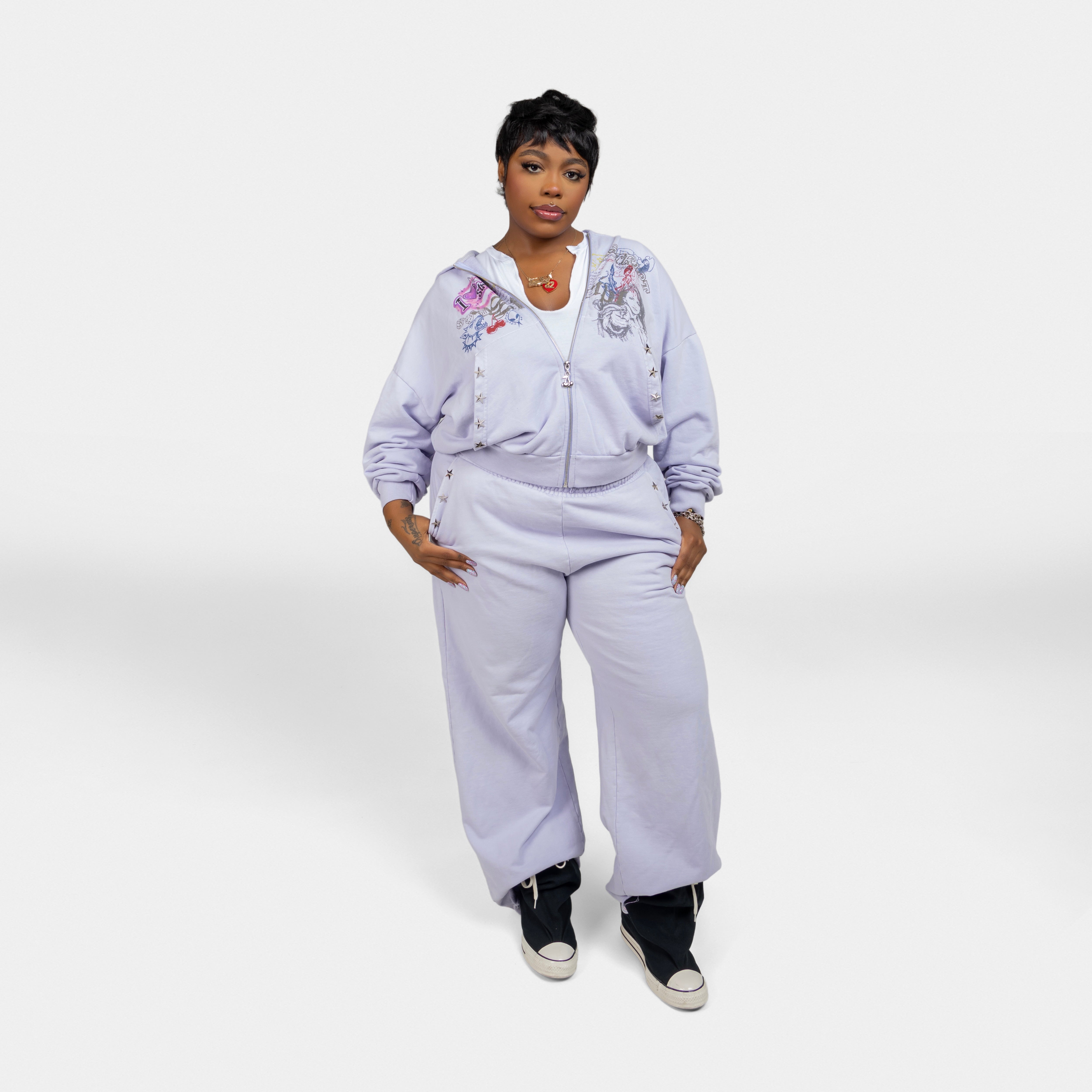 cozy full zip lavender