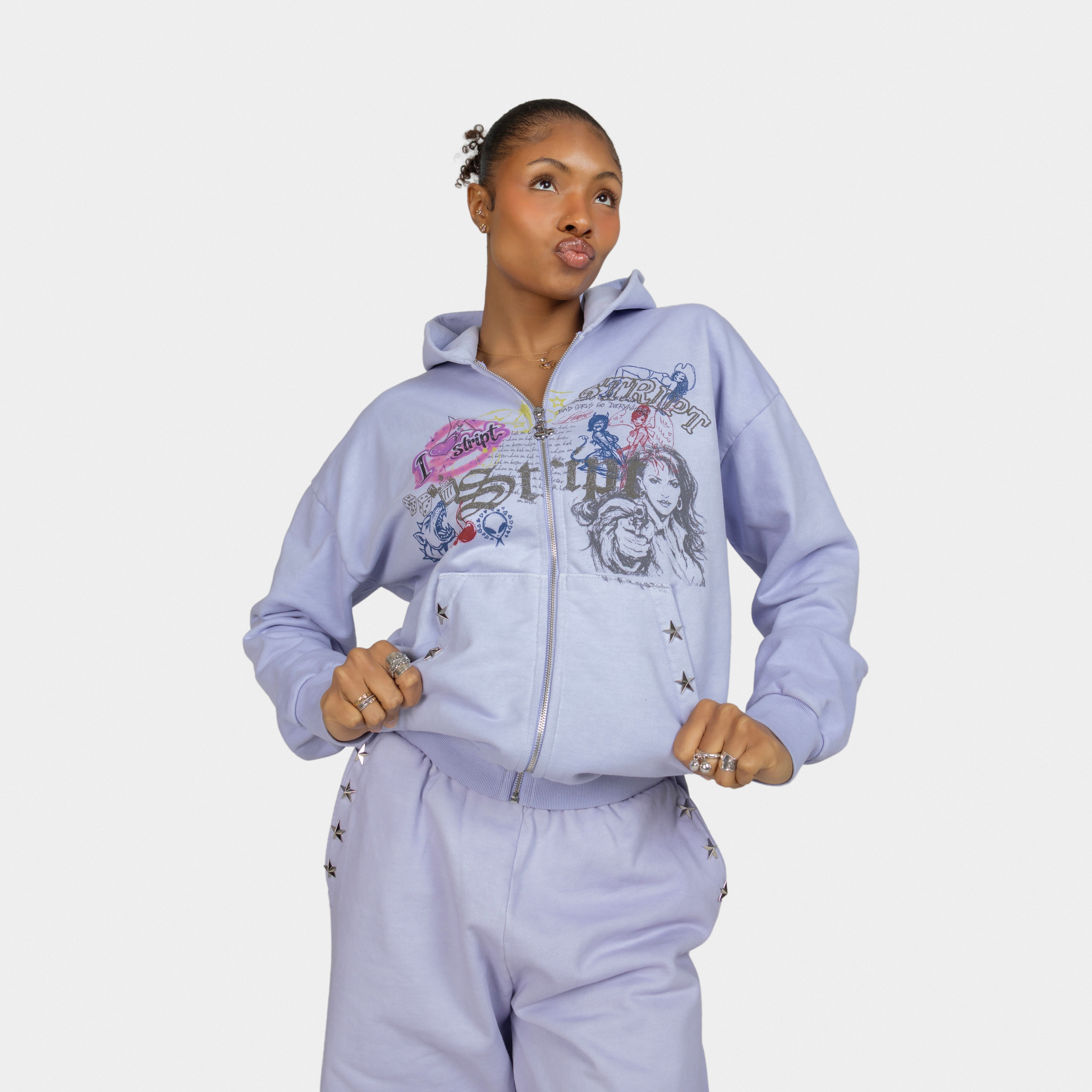 cozy full zip lavender