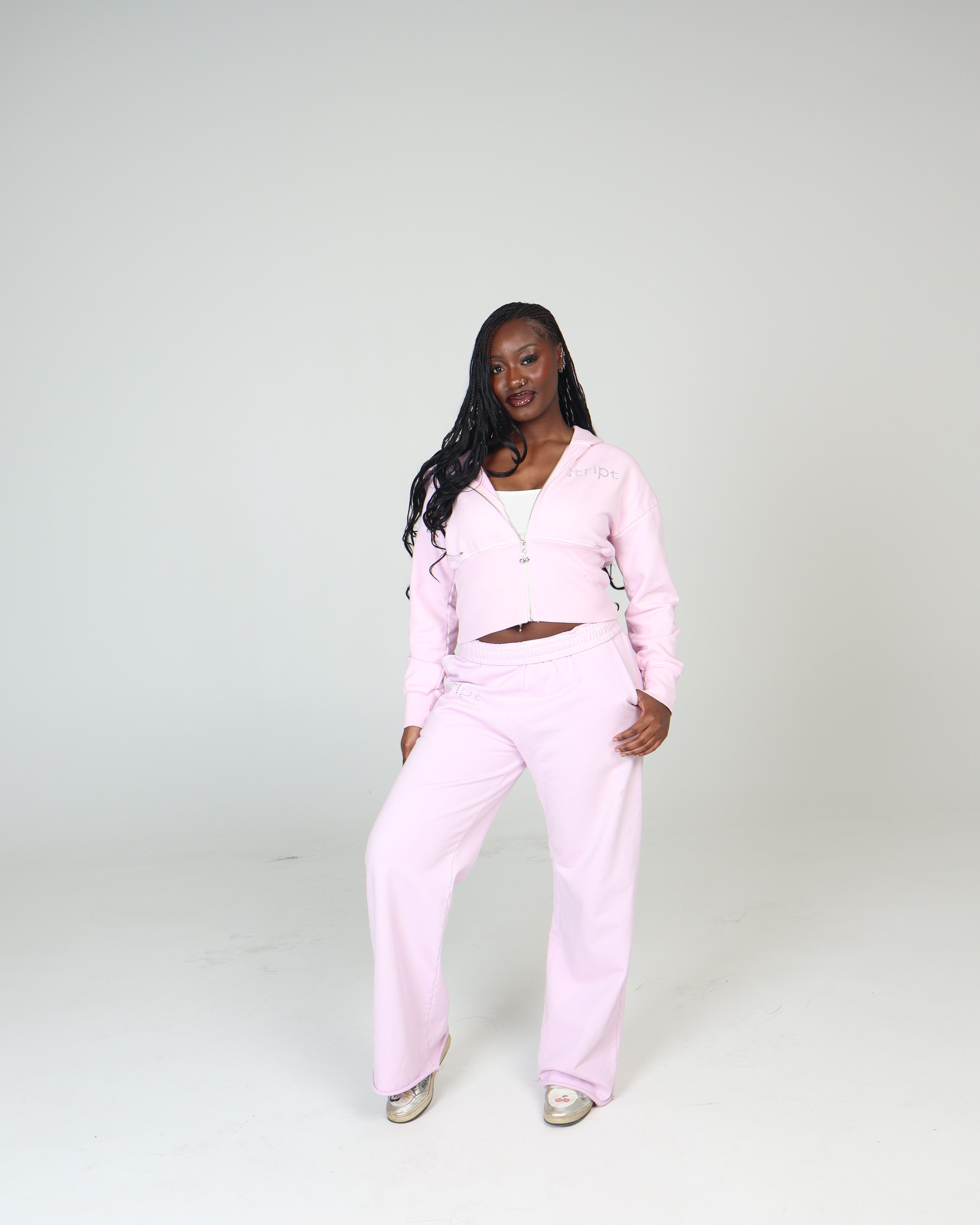 BABY PINK CORSET HOODIE + FLARE SWEATS BUNDLE
