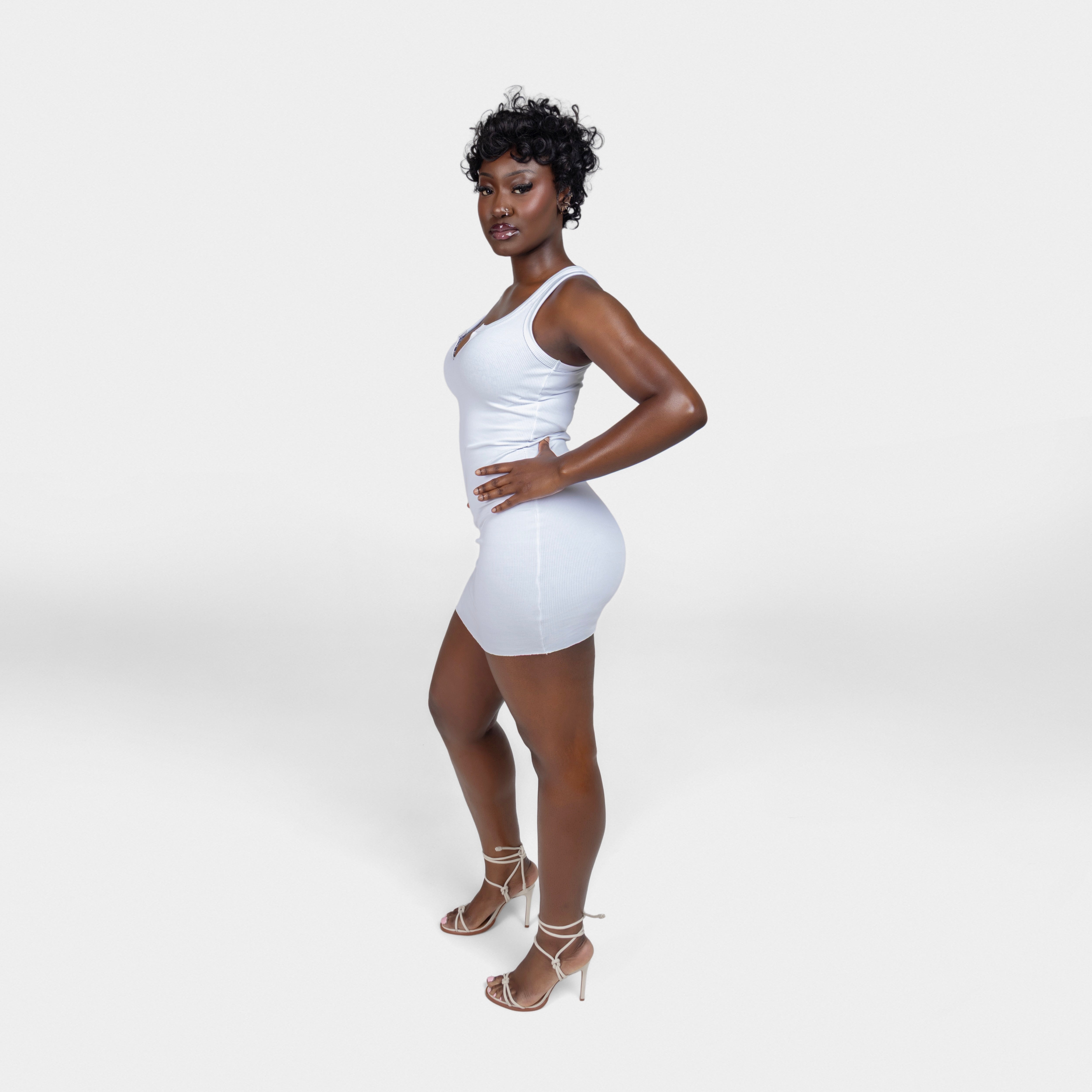 Notch Tank Dress White / 4XL
